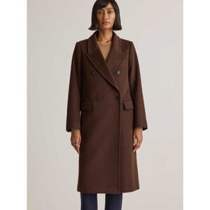 Quince Italian Wool Double-Breasted Over Dress Coat Dark Chocolate Small Jacket
